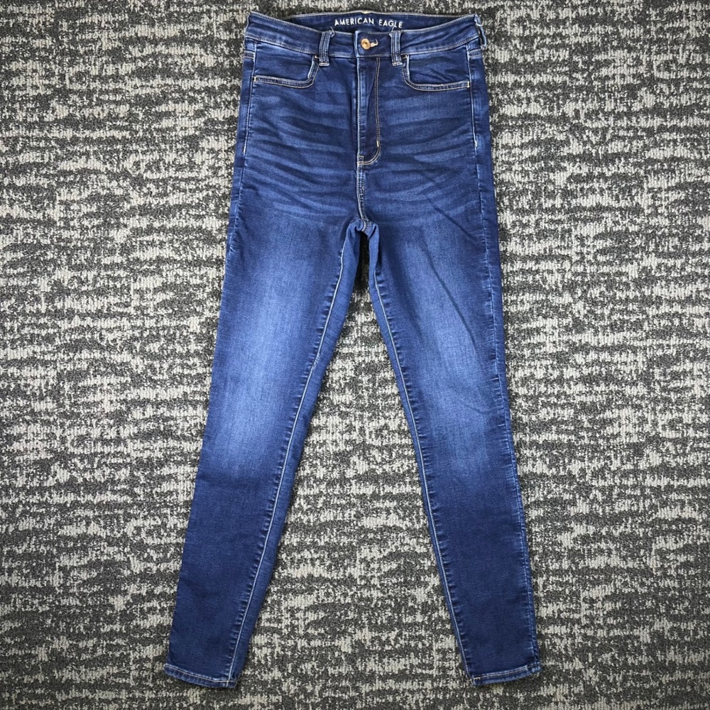 American Eagle Skinny Jeans Womens 10 Long Blue Next Level Stretch High Rise